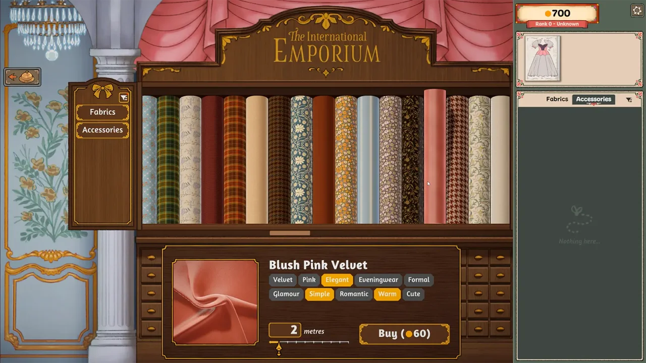 The International Emporium fabric selection and fabric attributes